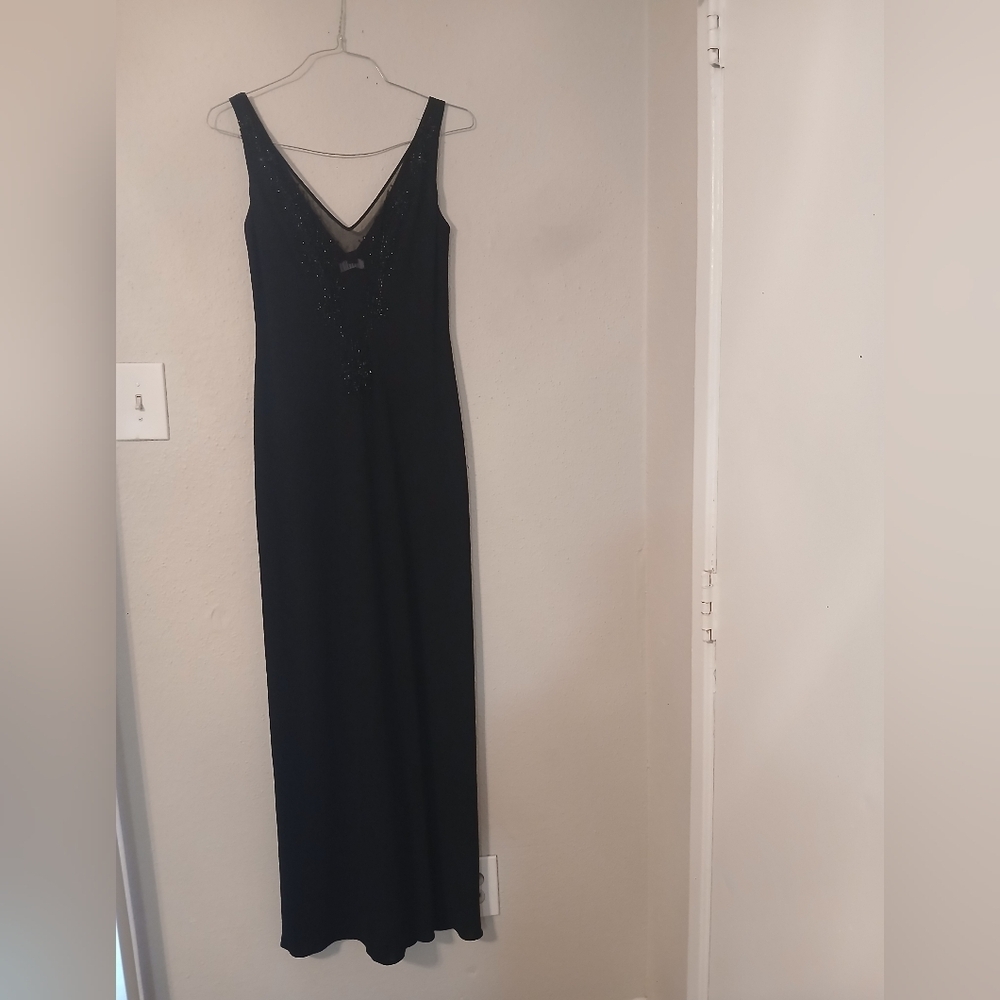 Laundry By Shelli Segal Black Beaded V-Neck Maxi Dress - Picture 8 of 16